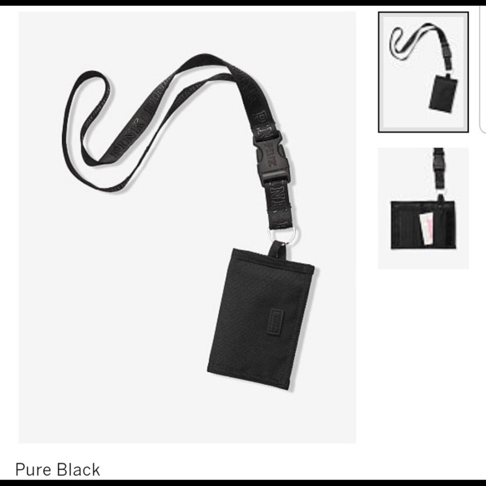 VS PINK mesh lanyard pure black